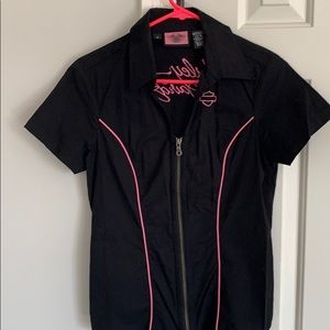 Harley Davidson bowling shirt zipper